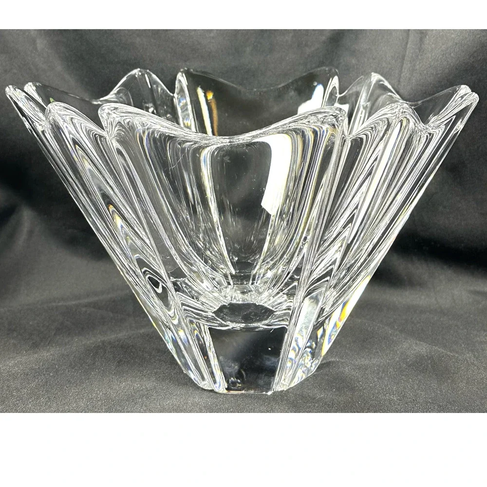 ORREFORS Sweden Crystal Orion Lars Hellsten Bowl Signed Vintage 1980's-10.25